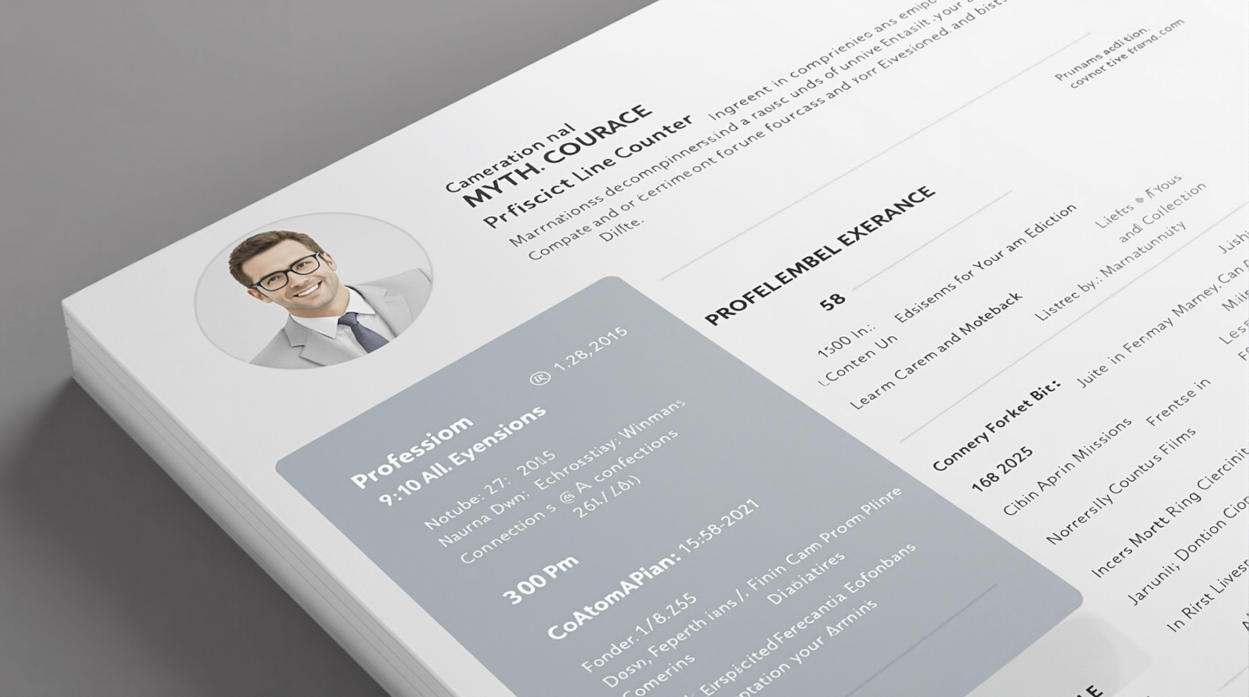 un curriculum vitae de cvn professionnel est présenté sur un fond gris