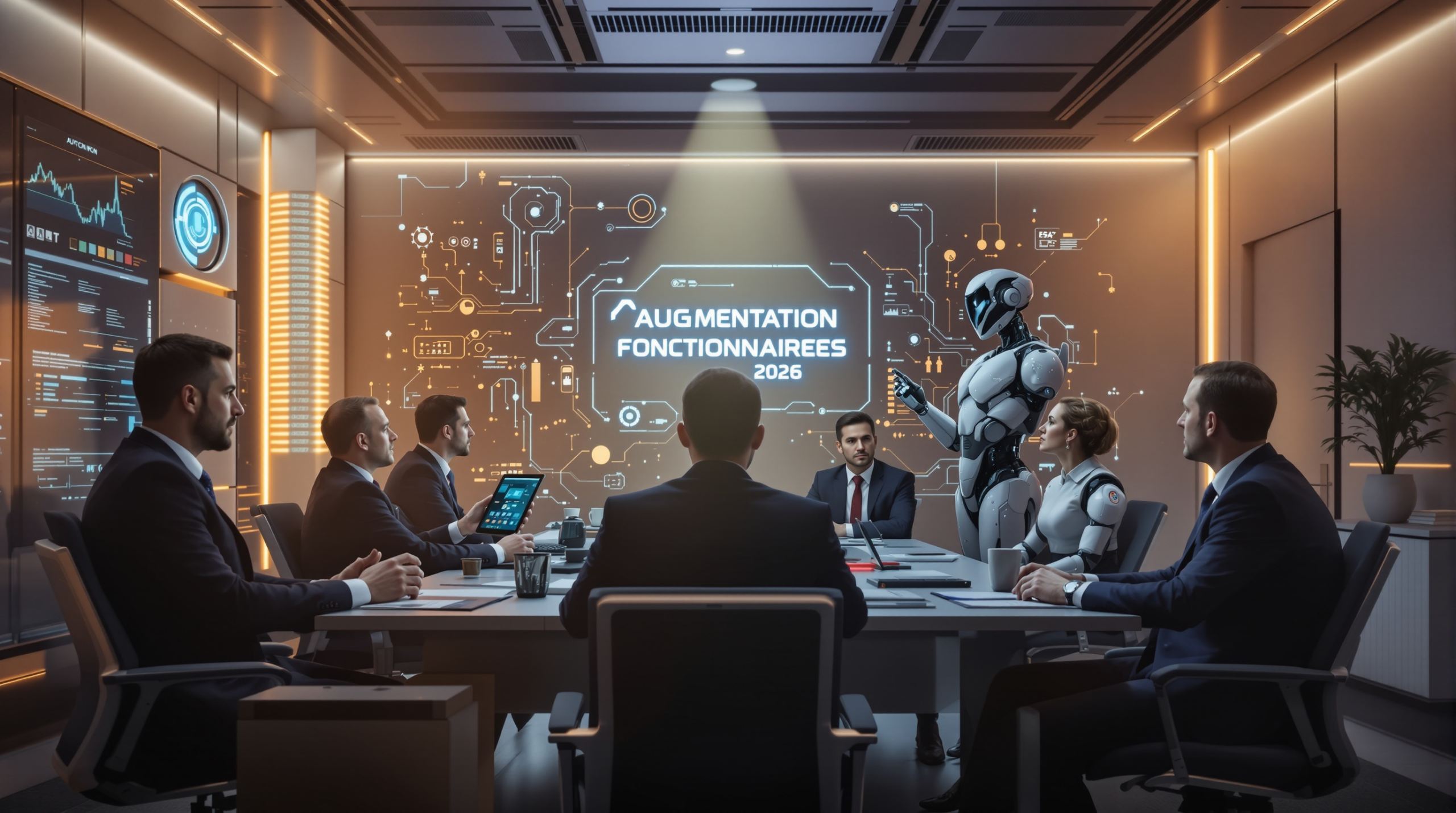 un groupe de personnes assises autour d'une table de conférence