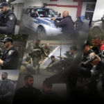 un collage de photos de policiers