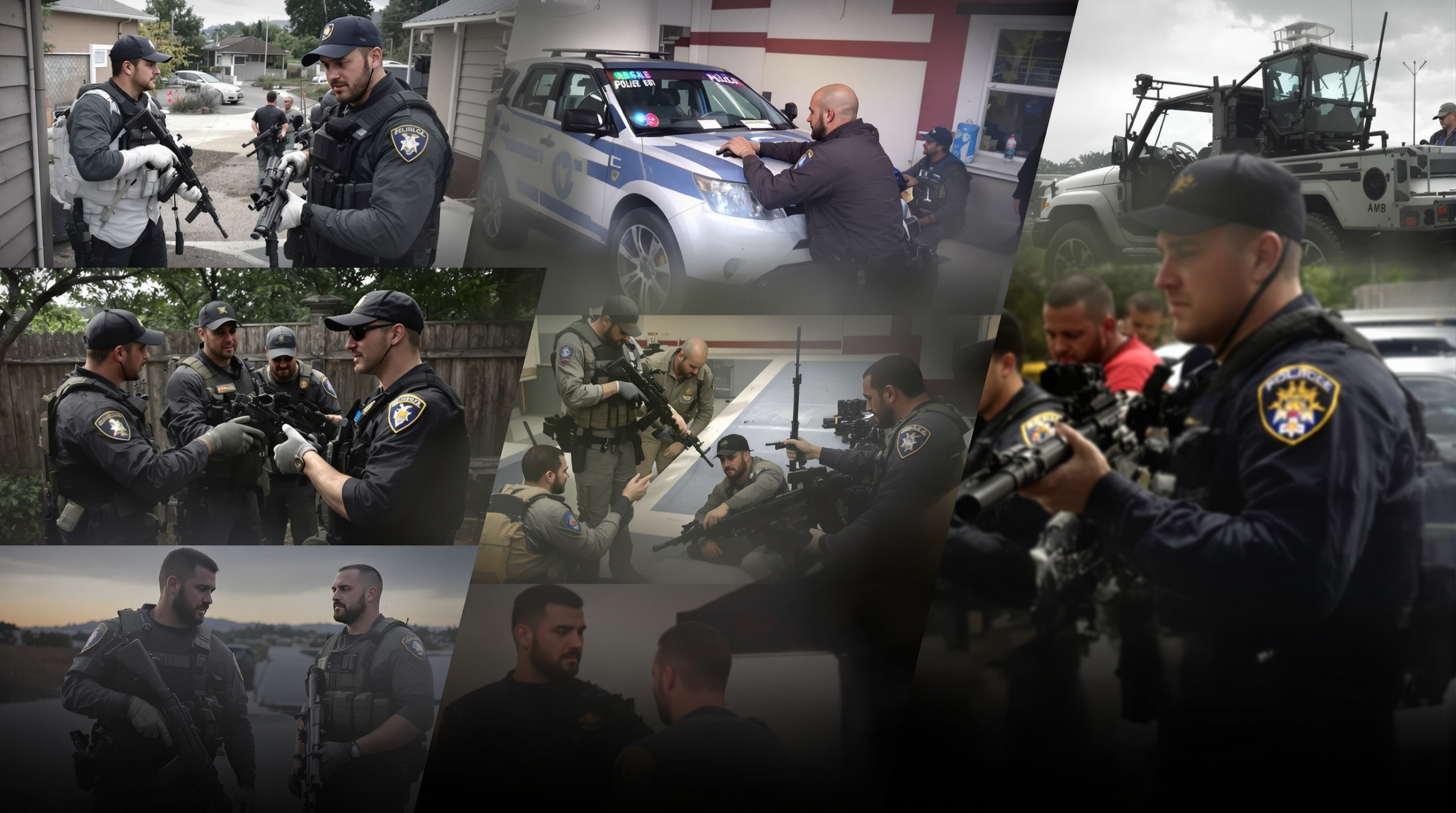 un collage de photos de policiers