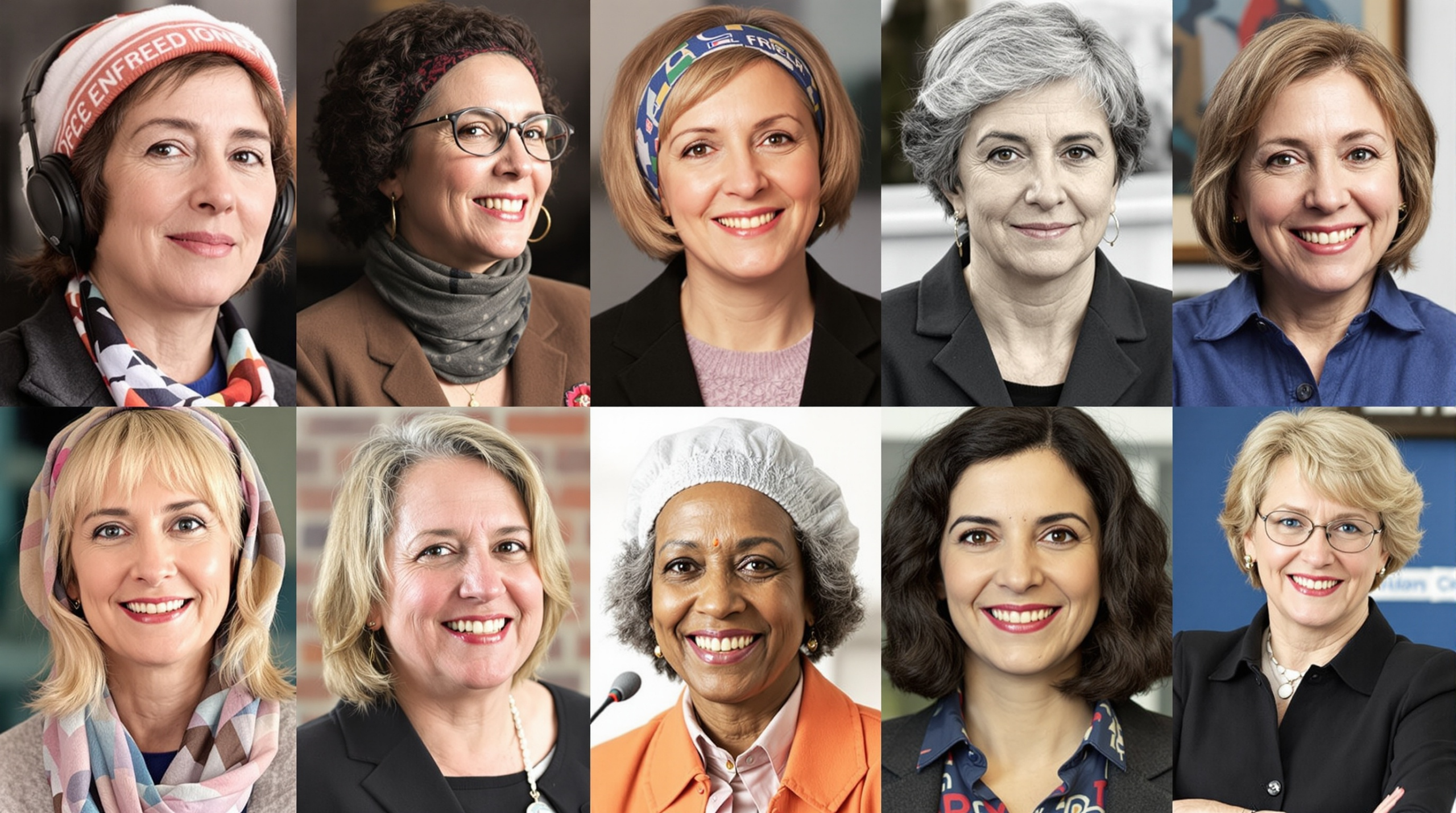 un groupe de femmes portant des foulards et des écharpes