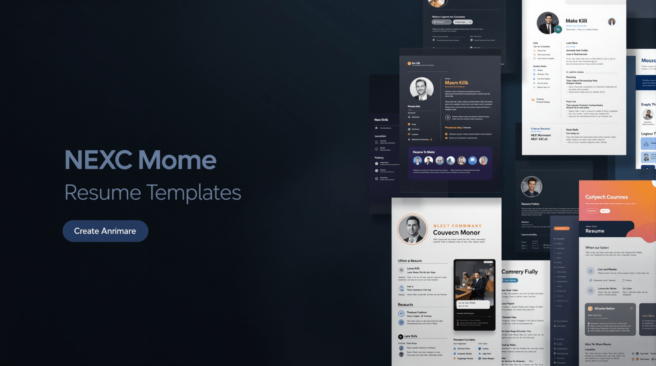 une série de différents types de CV sur un fond sombre