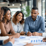 un groupe de personnes assises autour d'une table