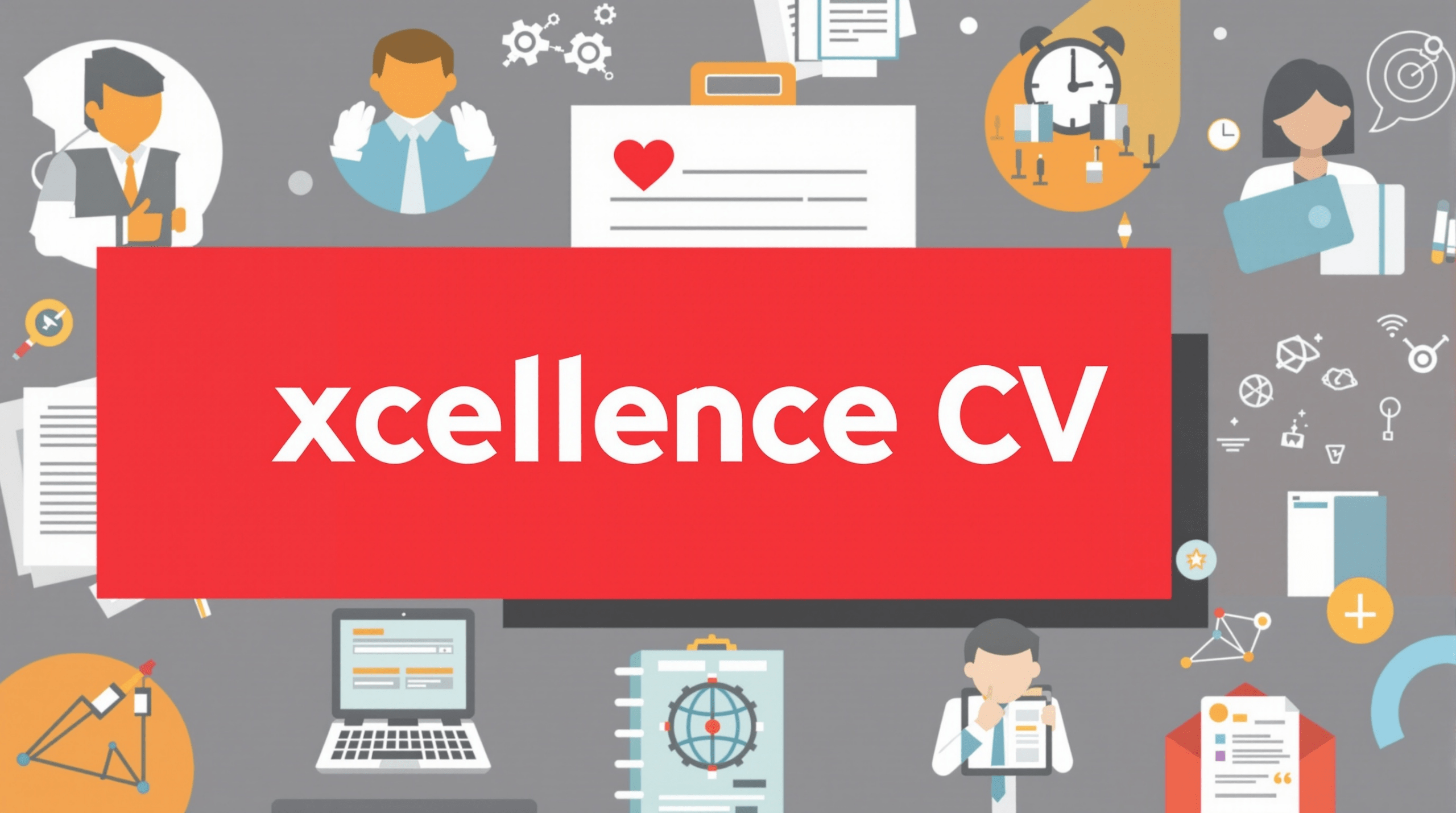 un panneau rouge indiquant "excellence cv" entouré d'icônes