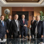 un groupe d'hommes se tenant les uns à côté des autres dans une pièce