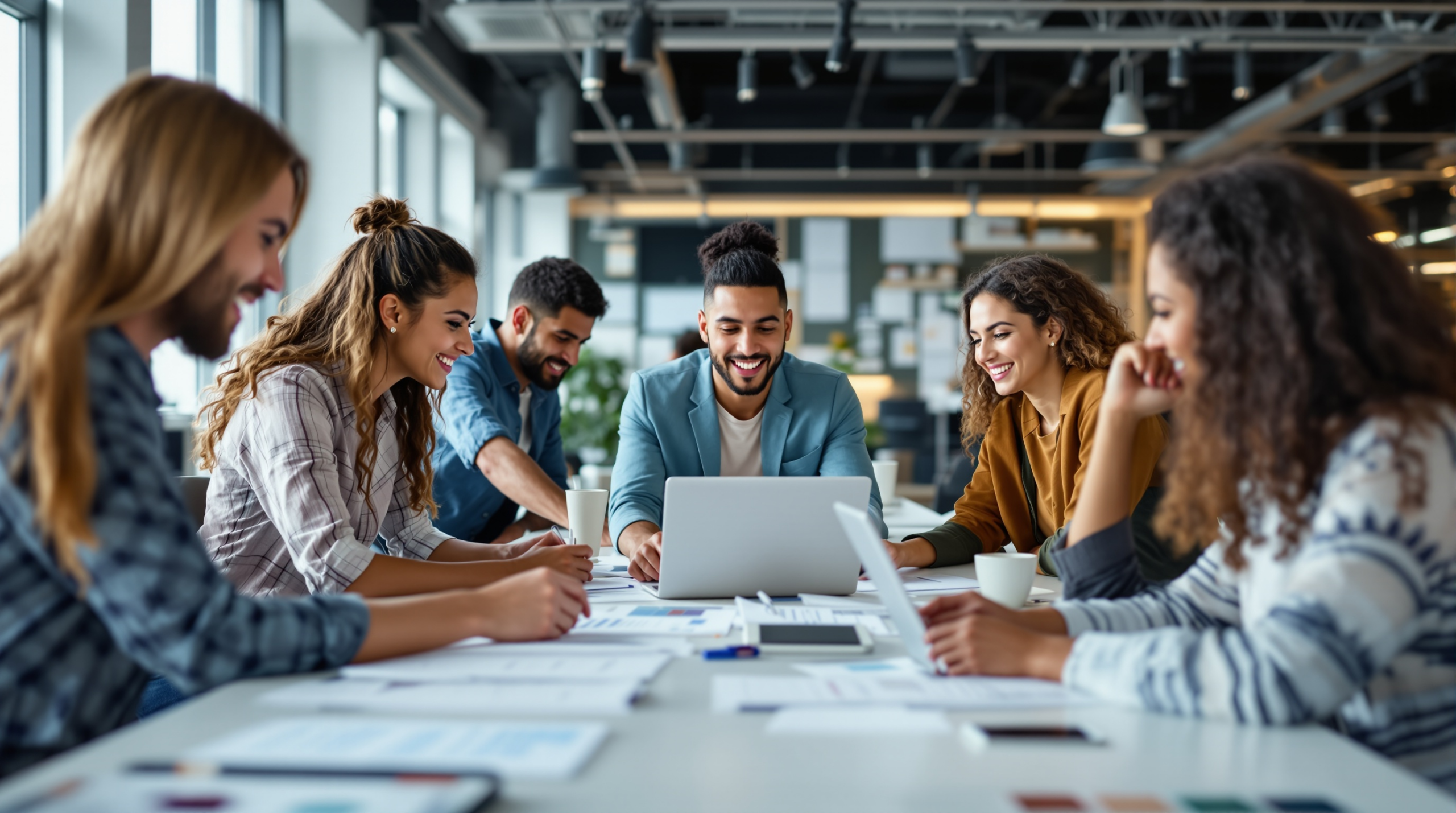 un groupe de personnes assises autour d'une table et regardant un ordinateur portable
