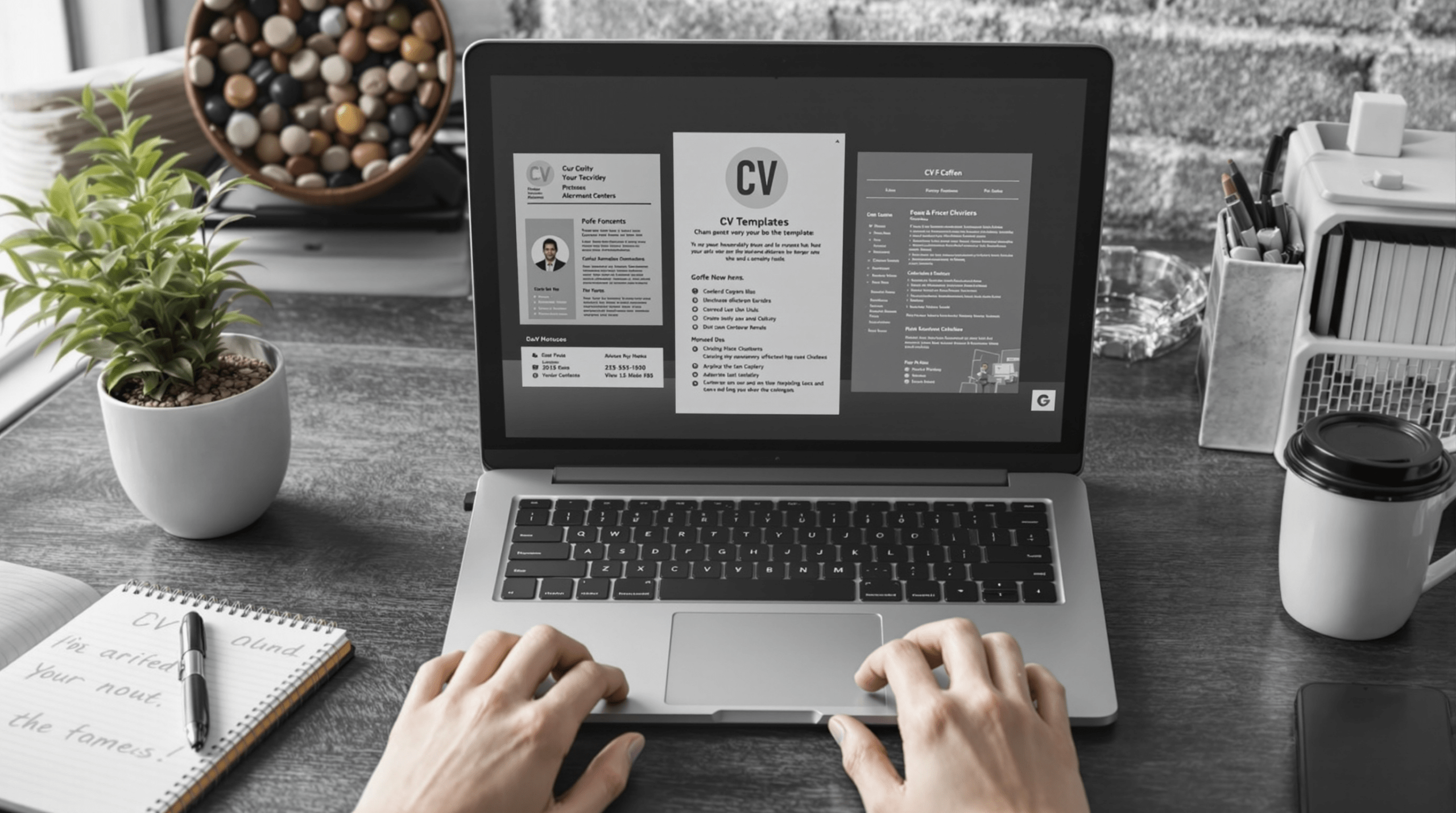 une personne tapant sur un ordinateur portable posé sur un bureau