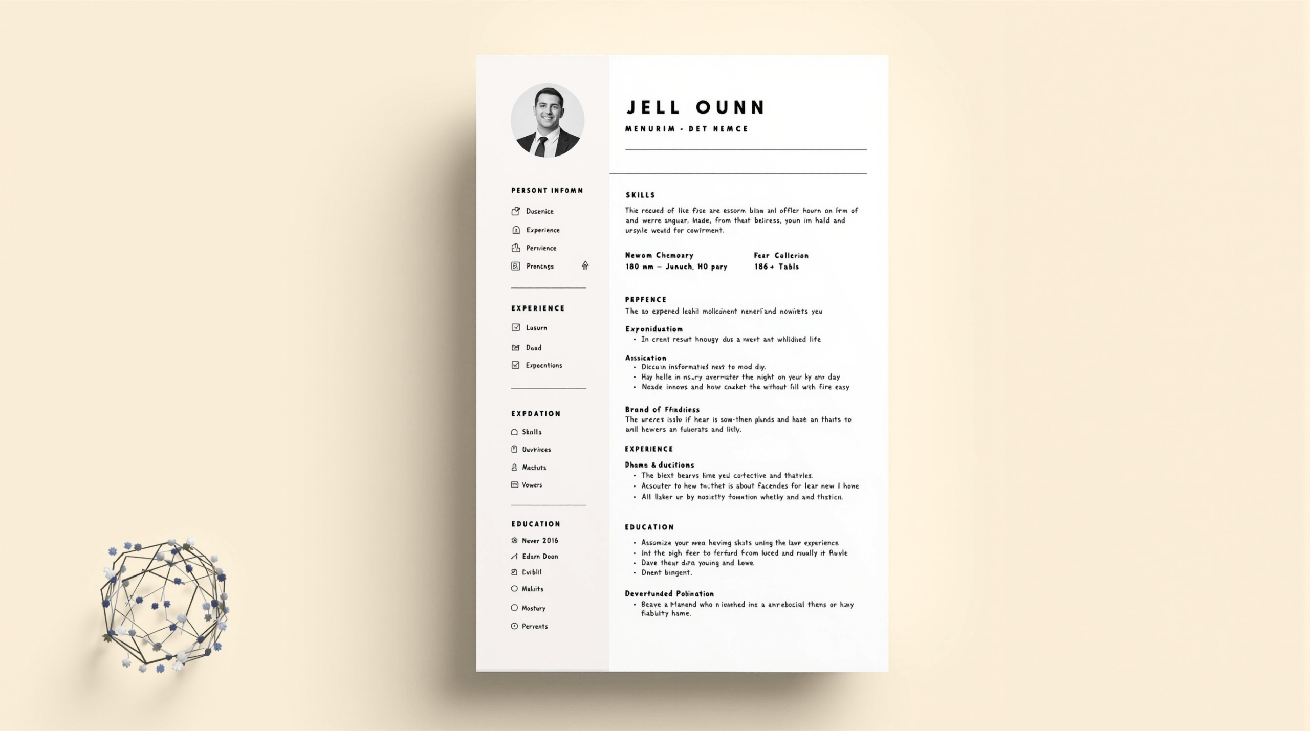 un simple CV est affiché sur une table
