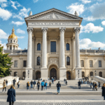 un groupe de personnes debout devant un bâtiment