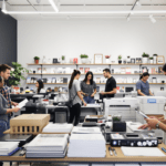 un groupe de personnes debout dans une pièce remplie de livres