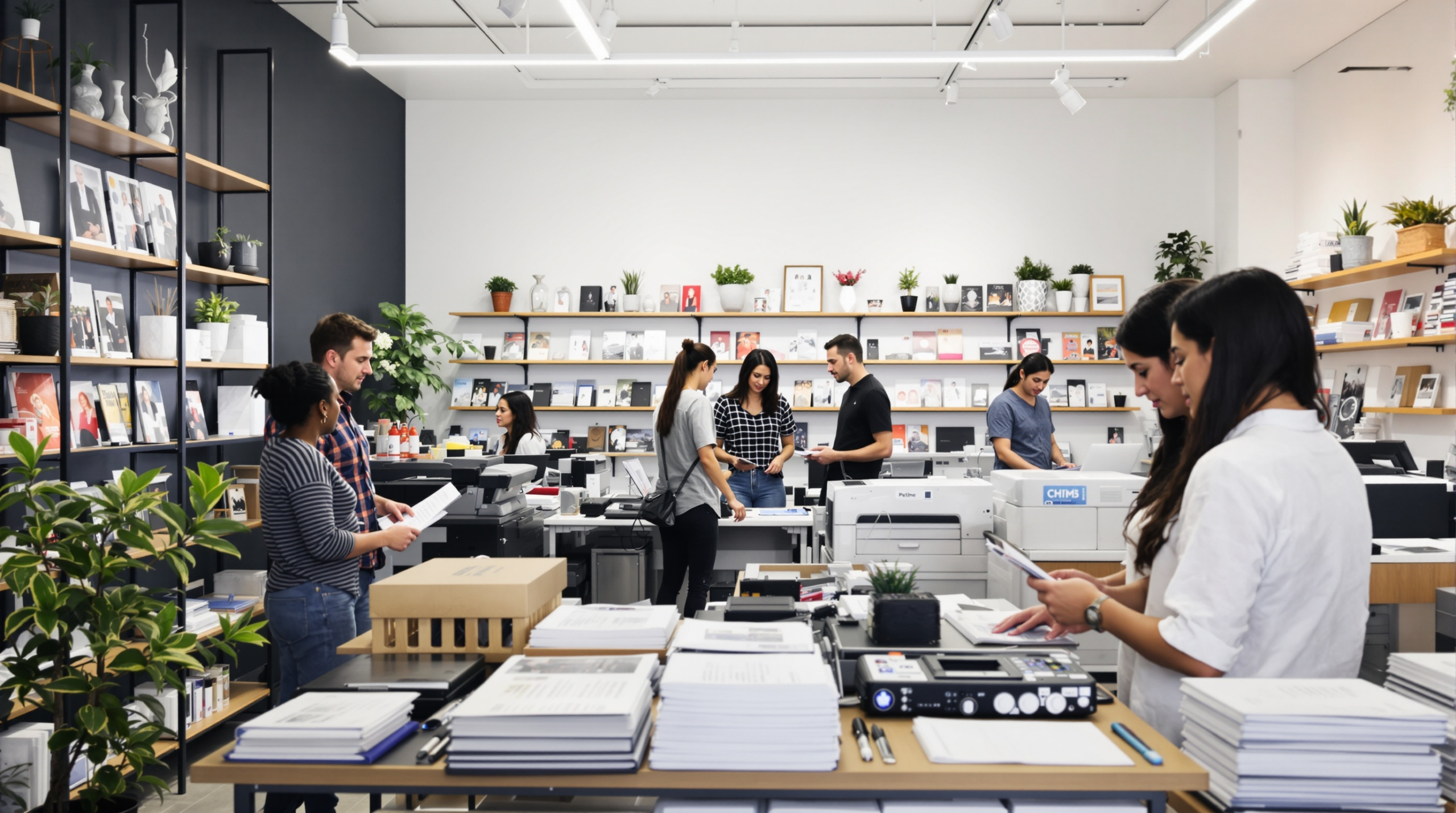 un groupe de personnes debout dans une pièce remplie de livres