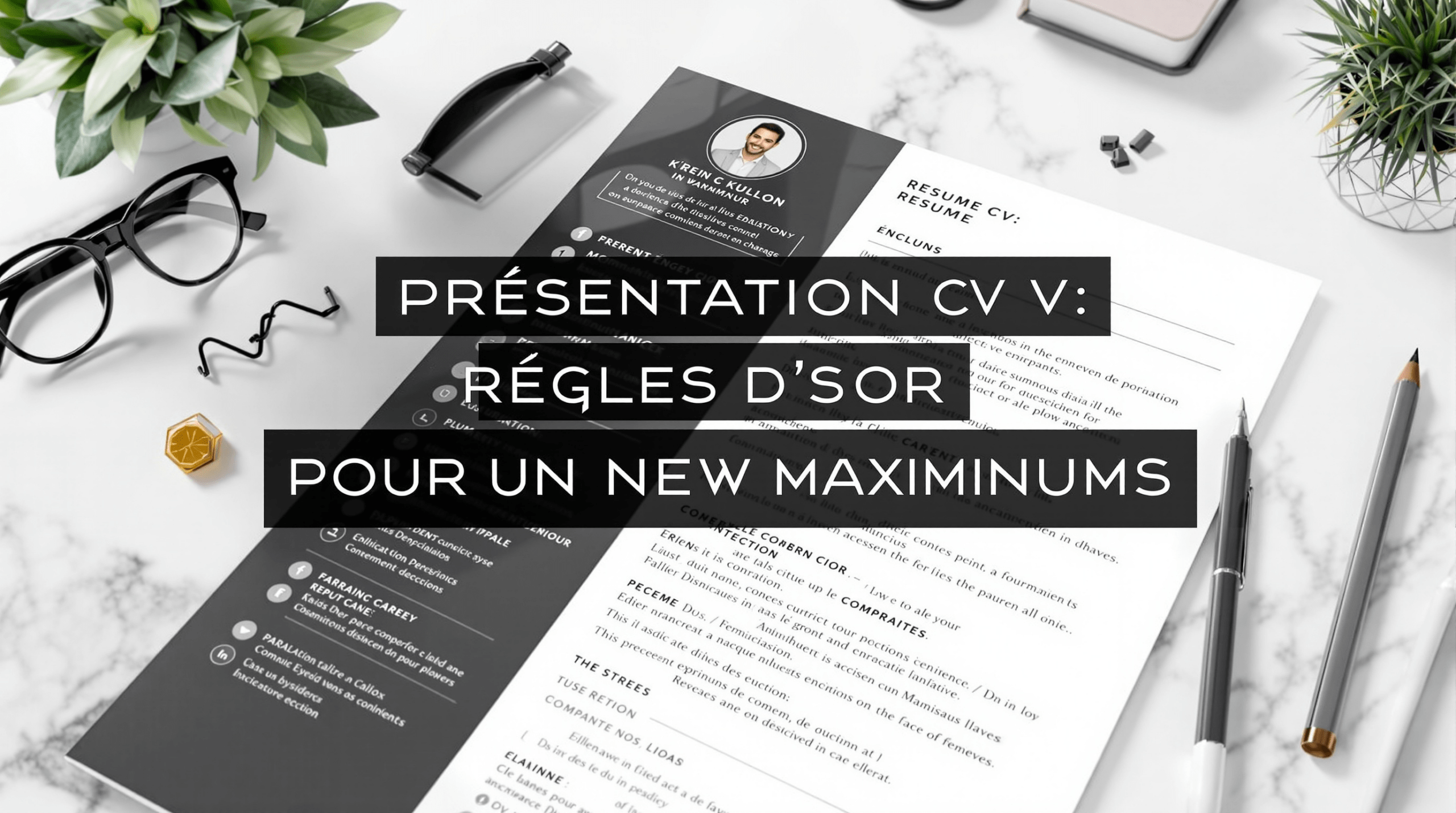 un CV professionnel sur un bureau avec une tasse de café