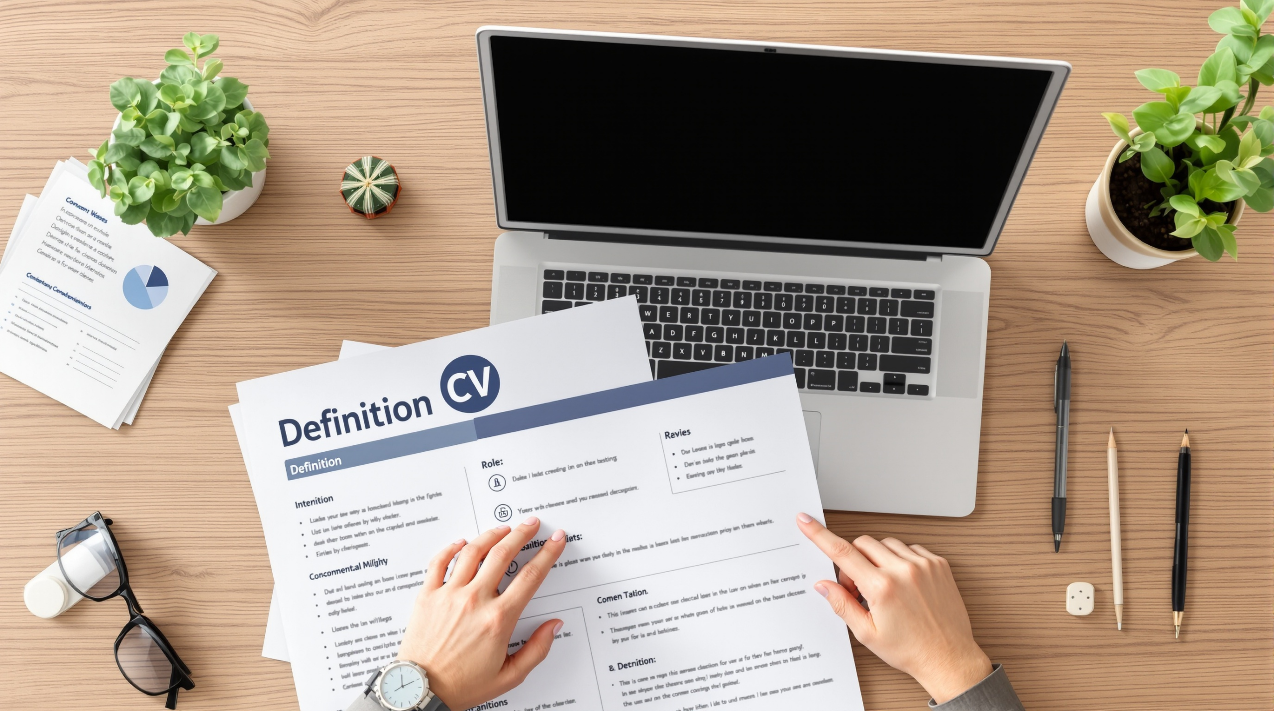 un bureau avec un ordinateur portable et des papiers dessus